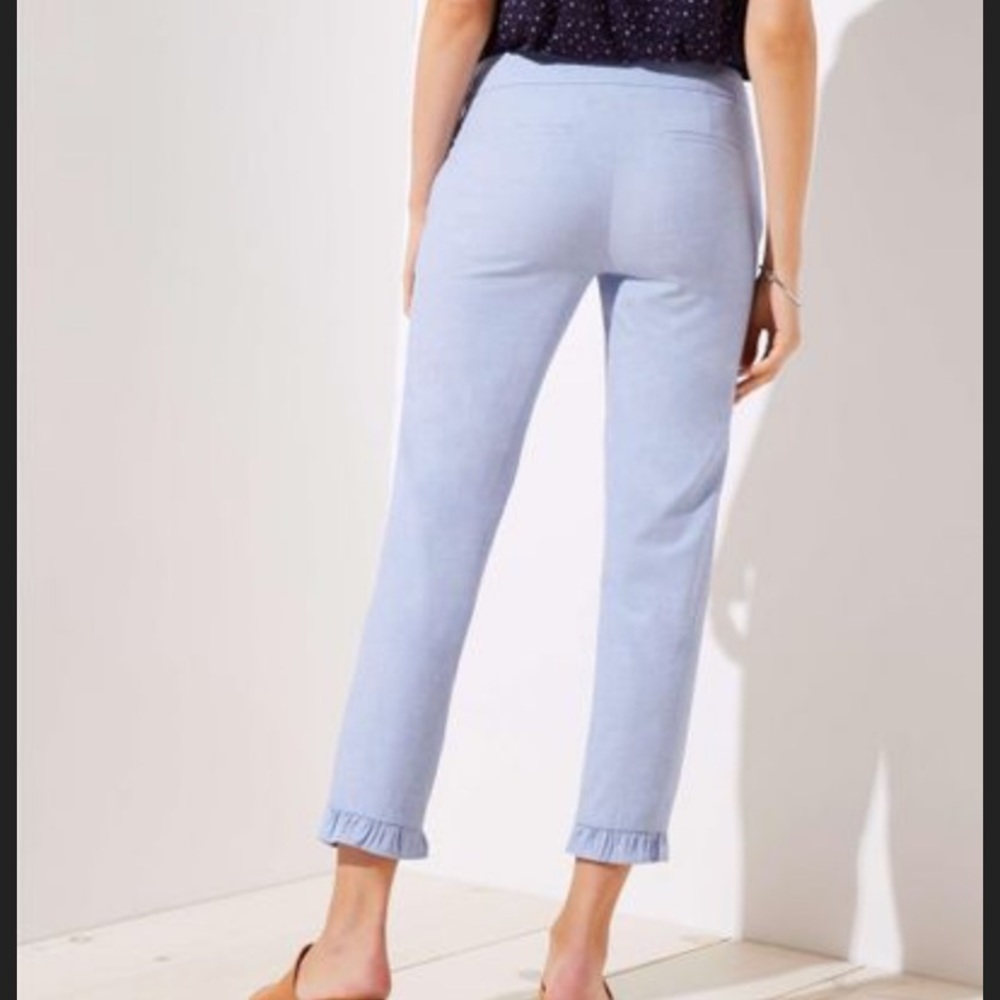 Loft crop pant with ruffle ankle